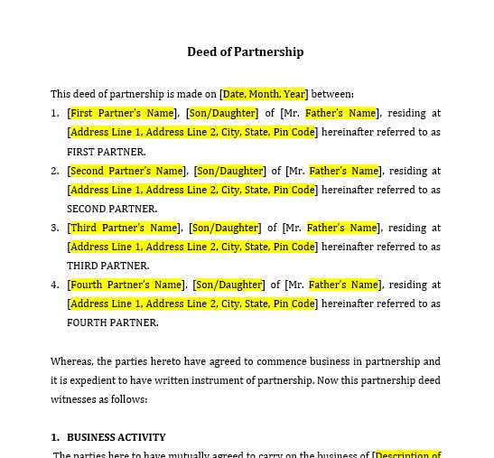 Partnership Deed
