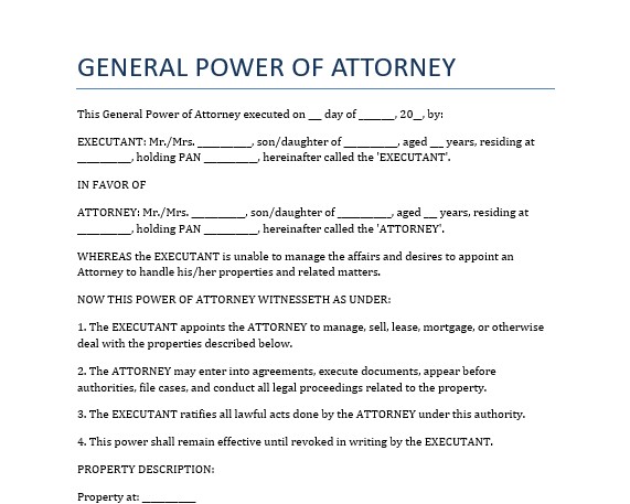 सामान्य मुख्तारनामा/Power of Attorney